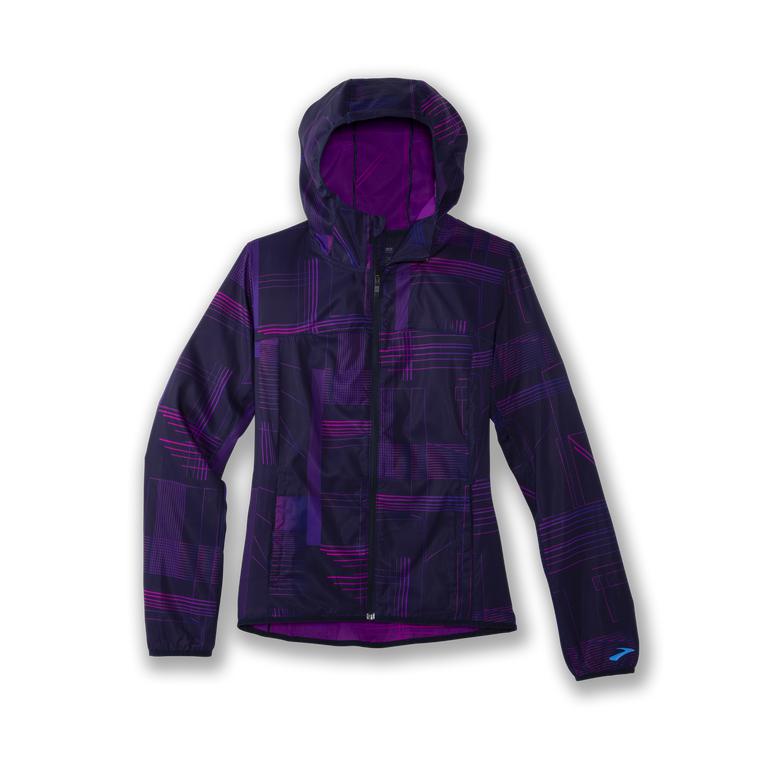 Brooks Women's Canopy Running Jackets - Matrix Navy Print/Purple (OEUA60328)